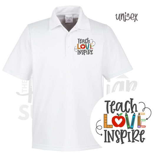 unisex - teach love inspire polo