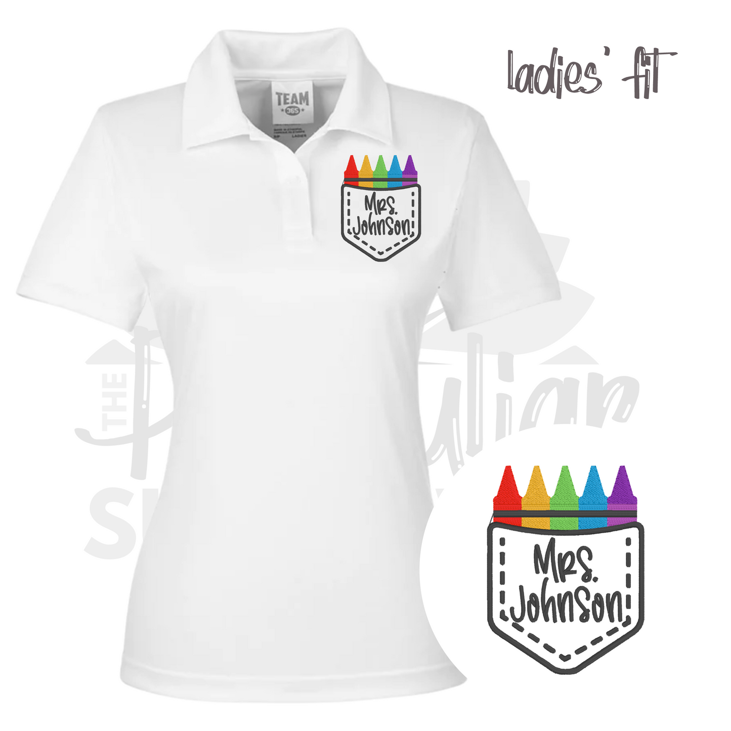 ladies fit - crayon pocket name polo