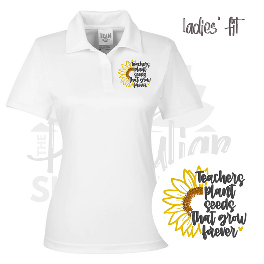 ladies fit - teachers plant seeds sunflower polo