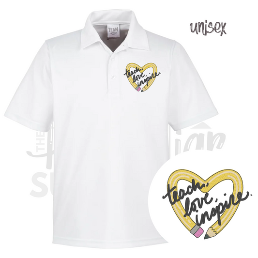 unisex - teach love inspire pencil polo