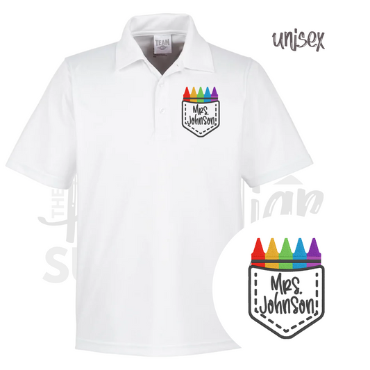 unisex - pocket crayon name polo