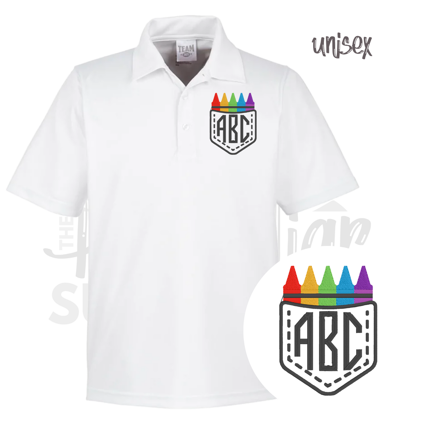 unisex - pocket crayon monogram polo