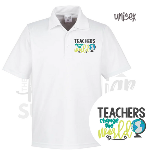 unisex - teachers change the world polo